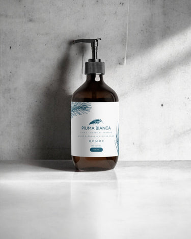 Gel Douche & Shampoing 2 en 1 - Boisé Élégant & Vétiver Fumé - Piuma Bianca - Gel Douche & Shampoing 2 en 1 - Boisé Élégant & Vétiver Fumé - 
